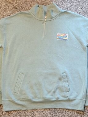 Men's Ron Jon Surf Shop- XL Light Seafoam Green 1/4-Zip Pullover Sweatshirt